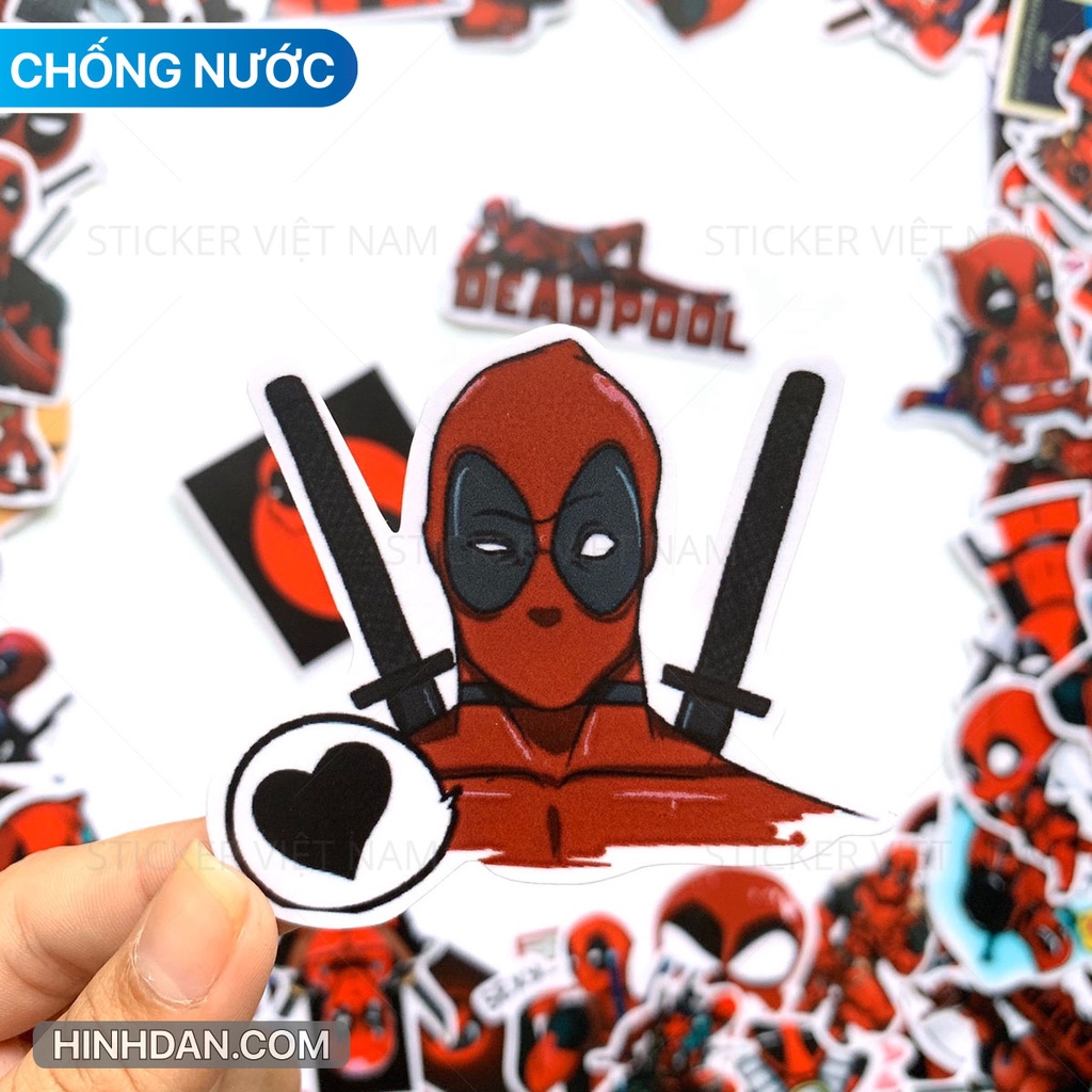 Sticker DEADPOOL Chống Nước Hình Dán Decal dán Trang Trí vali, xe, laptop, nón bảo hiểm, đàn guitar