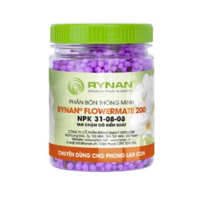 Phân Tan Chậm FLOWERMATE 200 (NPK 31-08-08): Chuyên dùng cho phong lan con