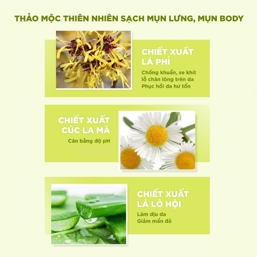 Xịt mụn lưng, mụn body - Thảo mộc giúp sạch mụn, hết thâm, làm mềm và sáng da body MEE NATURAL 50ml