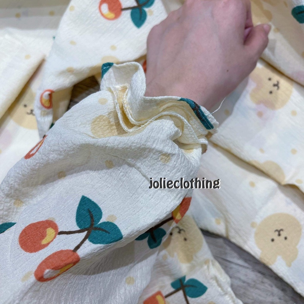 Đồ bộ pijama mặc nhà tay dài, quần dài hình gấu, thỏ, vịt dễ thương, chất xốp