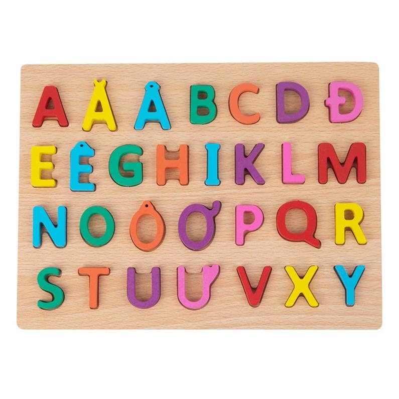 Bảng chữ cái gỗ đồ chơi cho bé Bibyshop an toàn cho bé, đồ chơi giáo dục giúp trẻ học nhanh các chữ cái và số