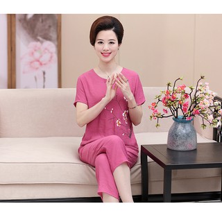 Bộ quần áo nữ trung niên mặc ở nhà cho mẹ ( đũi )