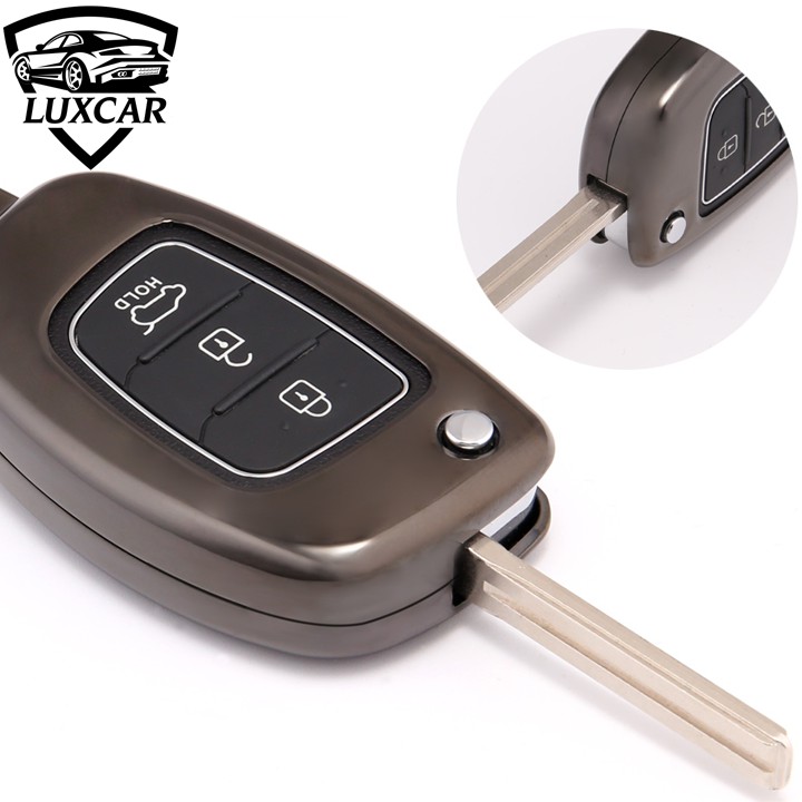 Ốp khoá Hyundai 03 Inox cao cấp LUXCAR (i10, accent... chìa gập)