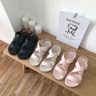 (CLIP THẬT) Dép sandal quai cao su chéo ulzzang ins