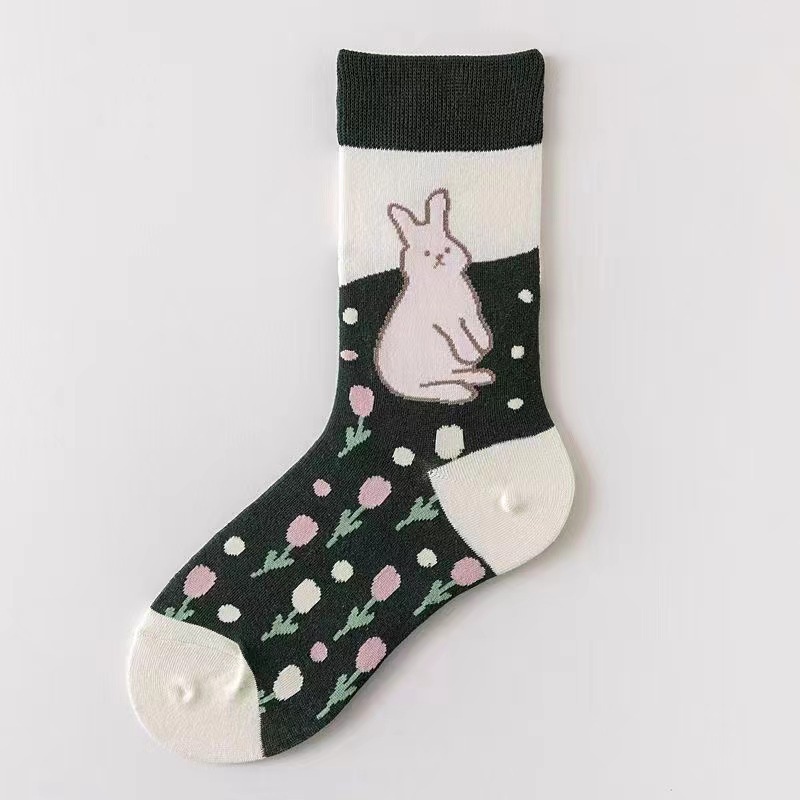 Vớ Cổ Vừa In Họa Tiết Thỏ Dễ Thương Phong Cách Hàn Quốc Thời Trang Mùa Thu Cho Nữ