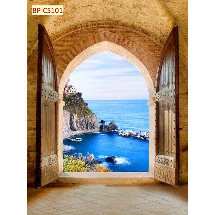 Tranh dán tường 3D khung cửa sổ sang trọng, lịch sự