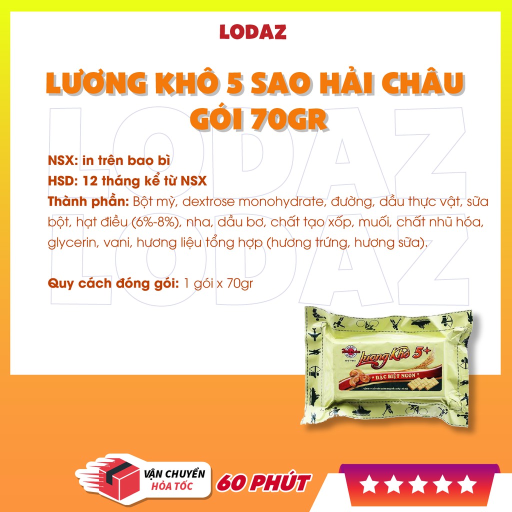 Lương khô 5 sao Hải Châu gói 70gr (Ngày trên bao bì là NSX)