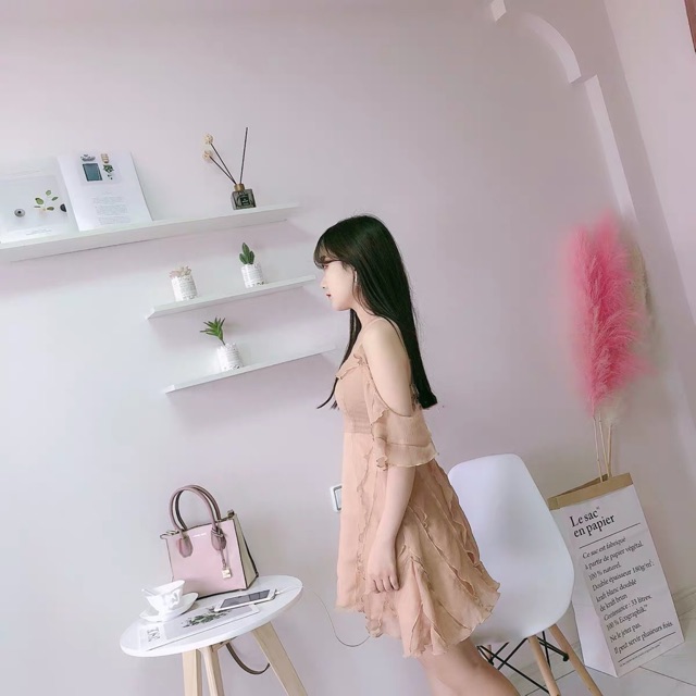 ORDER🖤Đầm Xoè gợn sóng bồng bềnh tiểu thư dạo phố xinh xắn-Đầm ulzzang trễ vai công chúa vintage retro quyến rũ | BigBuy360 - bigbuy360.vn