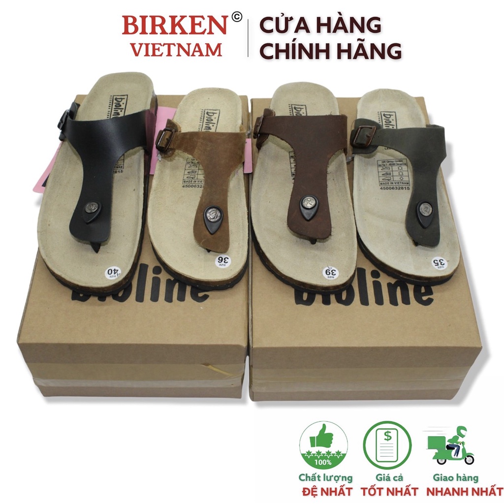 dép birken vietnam da bò unisex xuất khẩu châu âu mã D07 bioline birken việt nam