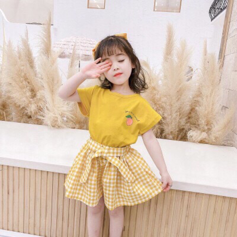 Set áo quần giả váy bé gái