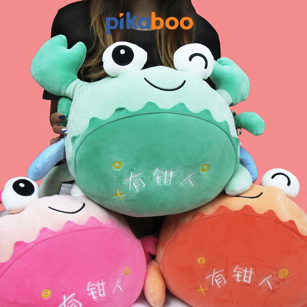 Gấu bông con cua cao cấp Pikaboo vải cotton nhung mềm mịn co giãn, nhồi bông 3D tinh khiết an toàn