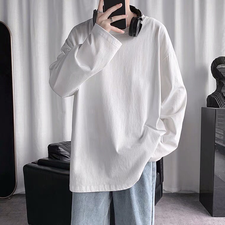 Áo thun dày tay trơn chất cotton mặc thoải mái - Áo longtee hai màu cơ bản đen và trắng - Áo longsleeve unisex