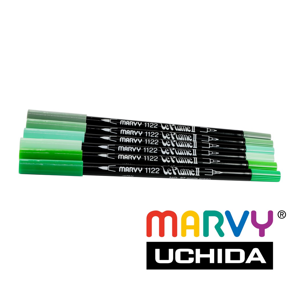 Viết Lông Hai Đầu Marvy Uchida 1122 Tone Xanh Lá