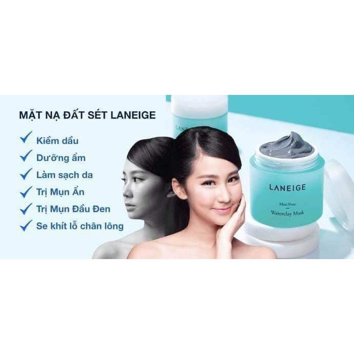 Mặt Nạ Đất Sét Kiểm Soát Dầu Sạch Sâu Thu Nhỏ Lỗ Chân Lông Laneige Mini Pore Waterclay Mask 25ml