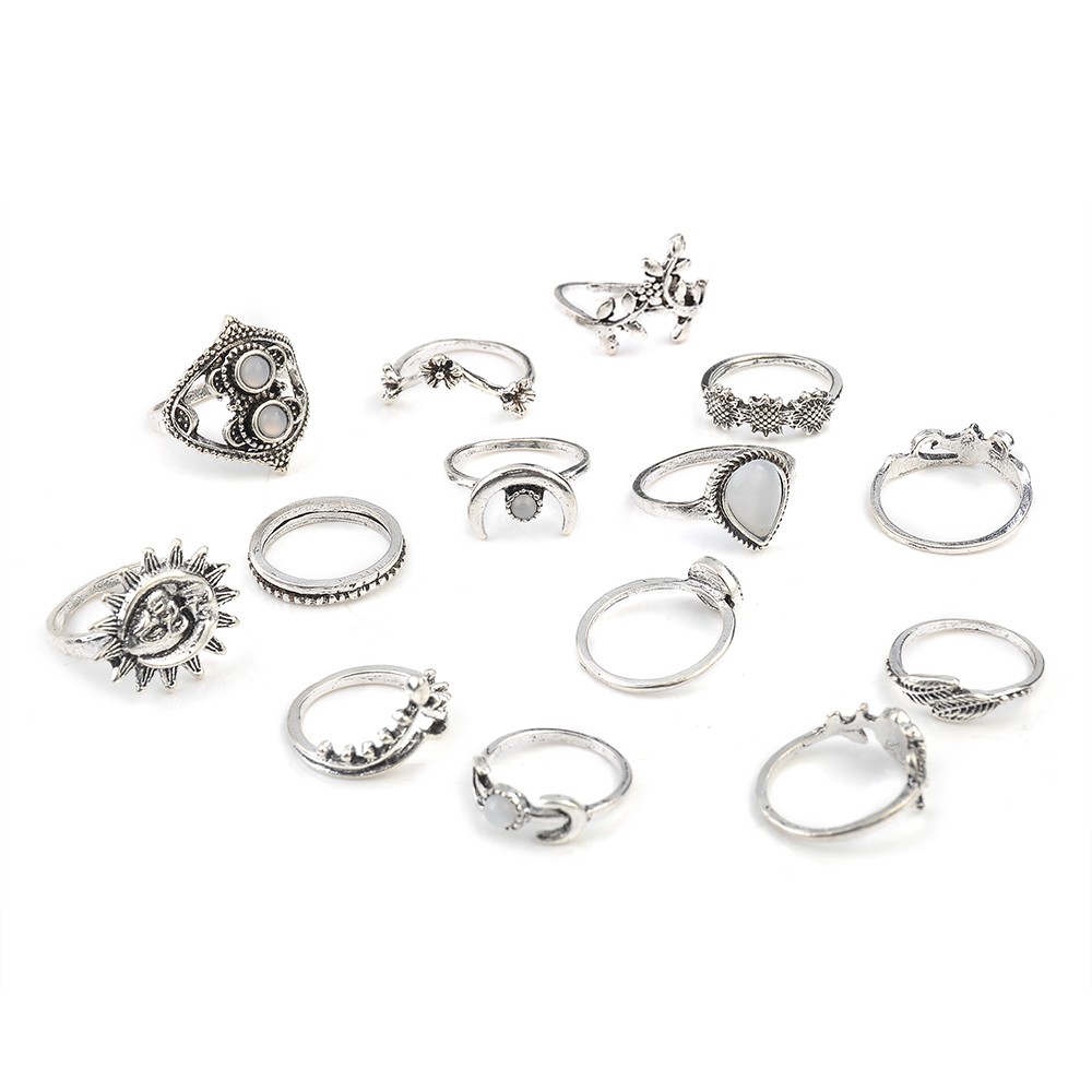 Bộ 14 Nhẫn Nhiều Kiểu Dáng Phong Cách Bohemian