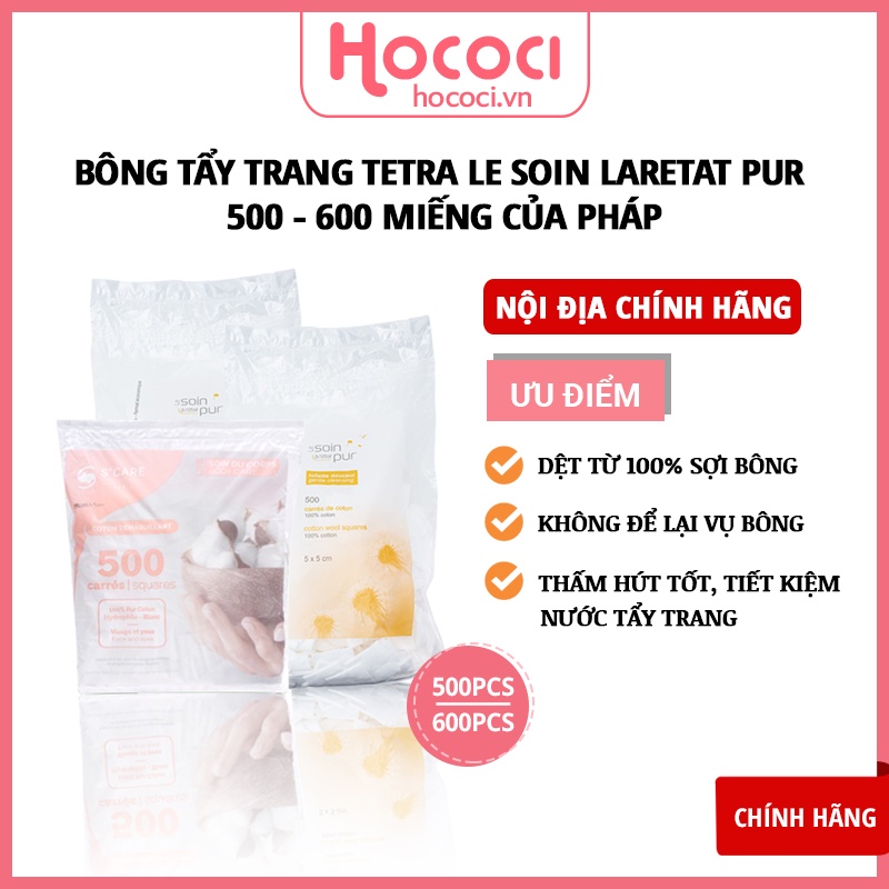 ✅[CHÍNH HÃNG] Bông Tẩy Trang Pháp Soin Pur Tetra 500 - 600 Miếng