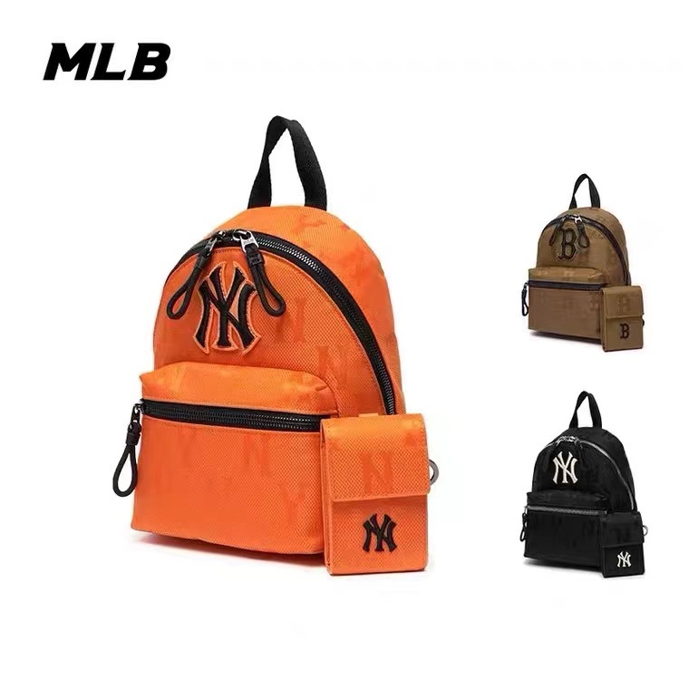 Balo MLB Monogram Nylon Jacquard Mini Backpack New York Yankees Màu Cam 3ABKS011N-50ORS | CÓ SẴN HÀNG
