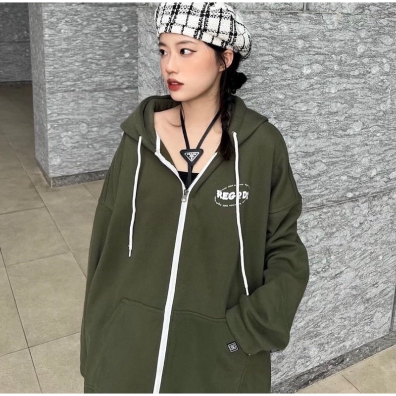 Áo khoác nỉ form đại mũ hai lớp - Mặt cười REG