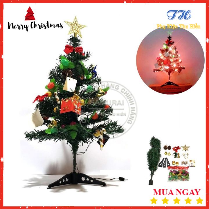 Cây Thông Noel Để Bàn 60Cm Mini Trang Trí Giáng Sinh Full Phụ Kiện Cho Phòng Khách, Phòng Ngủ, Bàn Làm Việc