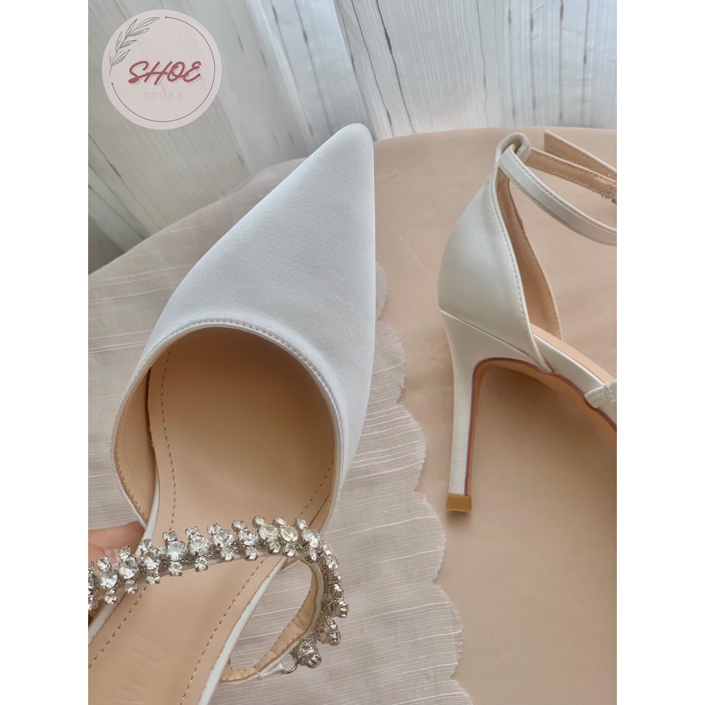 GÓT NHỌN BÍT LỤA SATIN QUAI NGANG ĐÁ Z-18