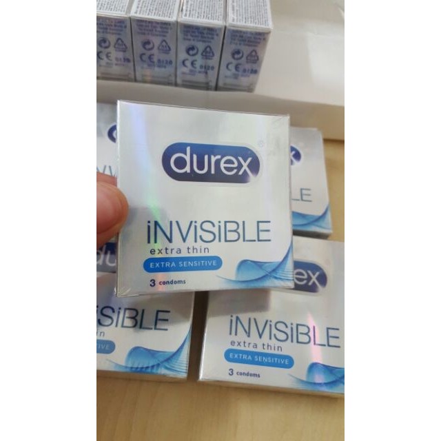 [CHÍNH HÃNG] Bao cao su Durex Invisible Extra Thin Extra Sensitive Hộp 3 bao, Siêu Mỏng Ôm Sát