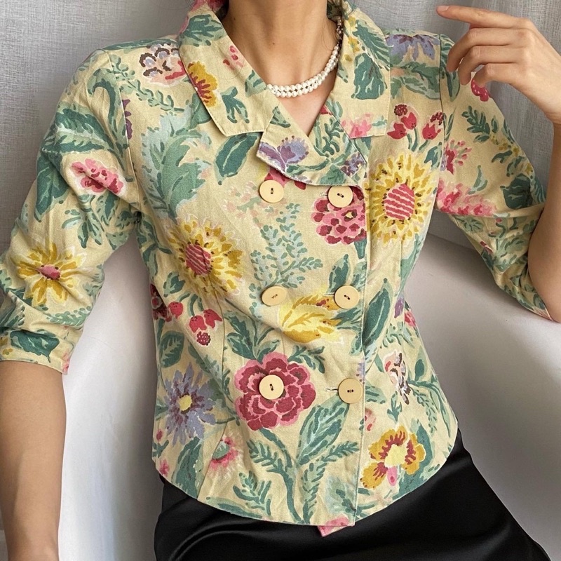 - Áo blazer Hàn hoạ tiết hoa