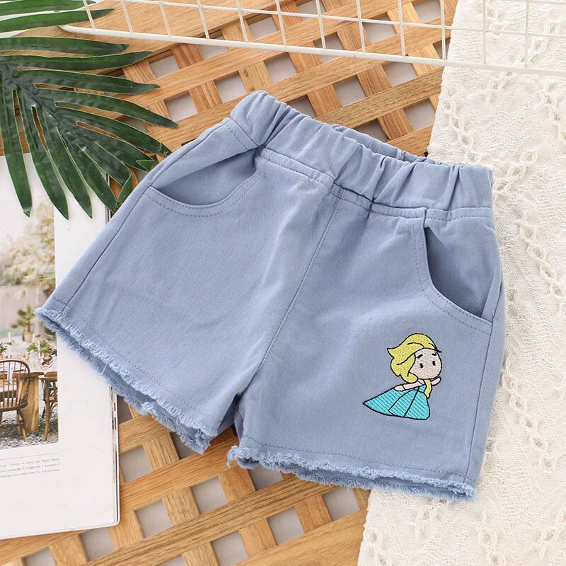 Quần Short Cotton Thêu Họa Tiết Hoạt Hình Xinh Xắn Theo Phong Cách Mùa Hè Dành Cho Bé 4-9 Tuổi