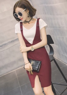 Sét Yếm Cổ V Phối Nút