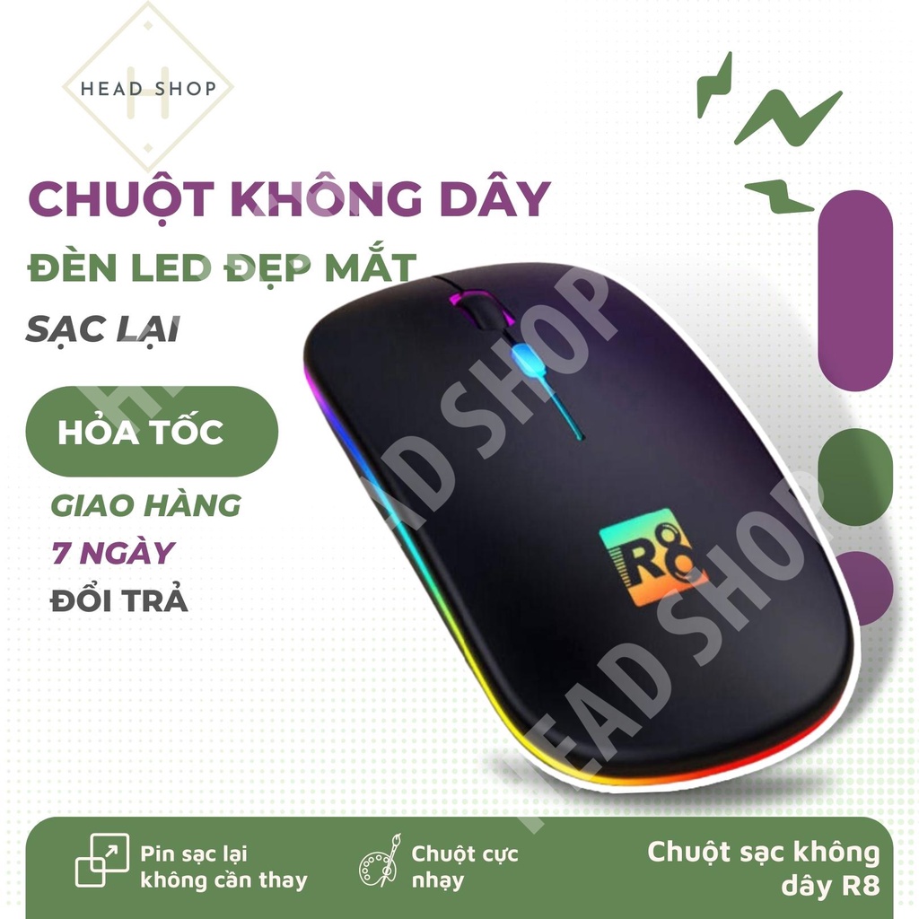 Chuột không dây PIN SẠC 1600 dpi R8 HEAD SHOP