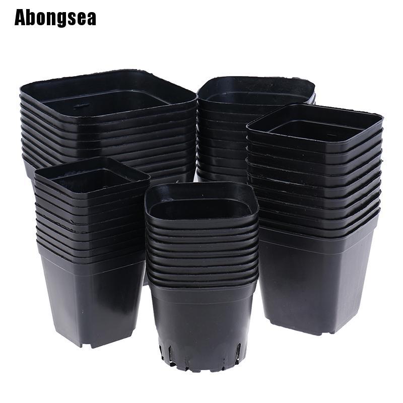10 Chậu hoa màu đen bằng nhựa hình vuông dùng để trồng cây
