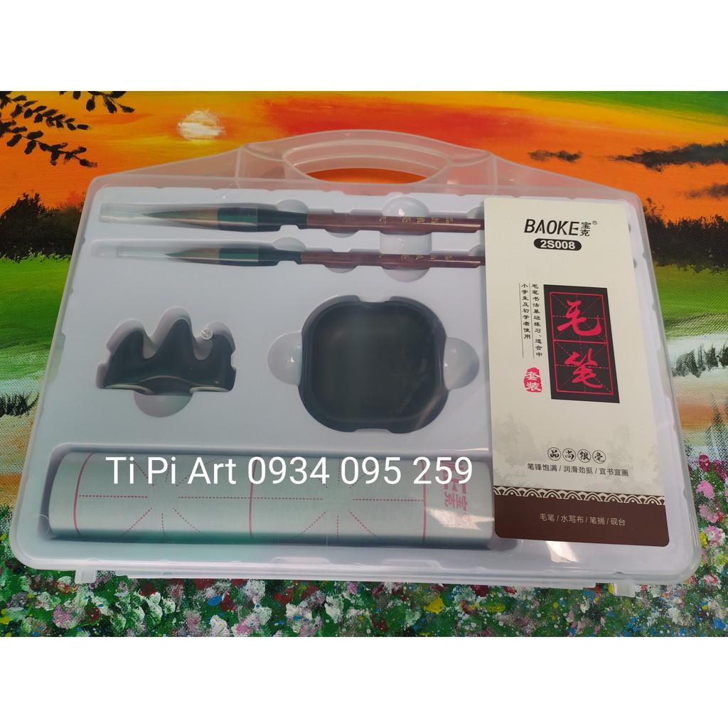 Bộ công cụ luyện viết chữ thư pháp, Tiếng Trung BAOKE 2S008 Viết bằng nước-Kèm giấy vẽ huyền ảo, sử dụng được nhiều lần