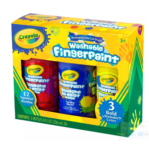 BỘ 3 MÀU (ĐỎ, XANH DƯƠNG, VÀNG) SƠN BẰNG TAY (RỬA ĐƯỢC) CRAYOLA WASHABLE FINGERPAINT (236ml/LỌ)