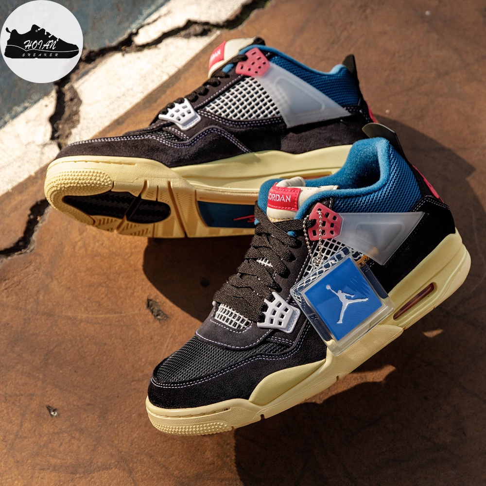 Giày Jordan 4 Union Off Noir Nam - Giày JD4 Sneaker Bóng Rổ Đen Xanh Kem [FREESHIP + HỘP GIÀY + DÂY GIÀY + HỘP BẢO VỆ]