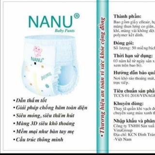 Bỉm quần nanu boby 50m/50l/50xl/50xxl