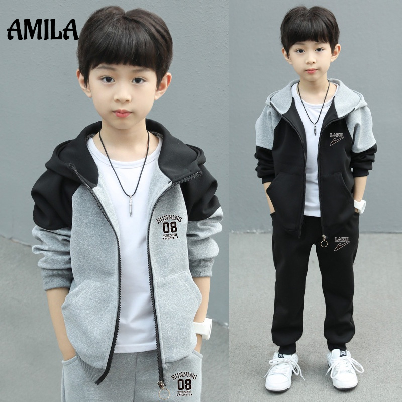 Set đồ thể thao AMILA áo khoác có mũ trùm đầu và quần dài thời trang dành cho trẻ em vừa