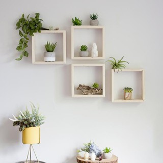 Kệ Gỗ Vuông Trang Trí Tường/ Square Wood Shelf/ Cạnh 20cm, 25cm - Mộc. Home