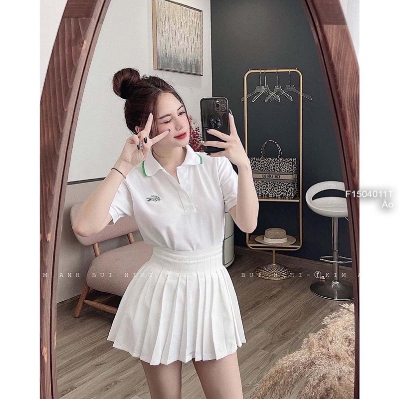Áo thun cá sấu cổ viền xanh