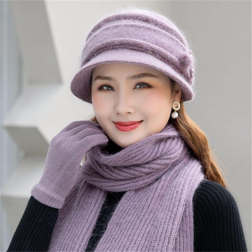SUMU Set 3 Món Mũ Len Kèm Khăn Choàng Cổ Thời Trang Mùa Đông Ấm Áp