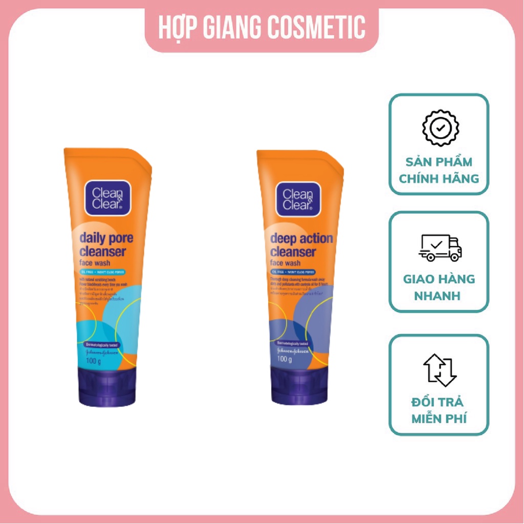 Sữa rửa mặt CLEAN & CLEAR 100g mẫu mới làm sạch sâu lỗ chân lông, phù hợp mọi loại da