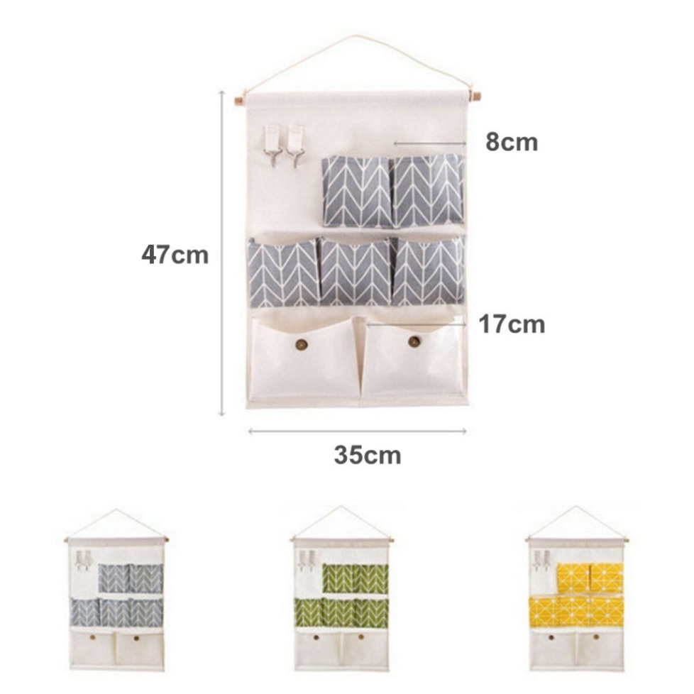 Túi Treo Đồ 7 NGĂN Lúa Mạch Decor Hiện Đại - Khung Vải Treo Nhiều Ô Trang Trí Phòng Ngủ, Quán Cà Phê