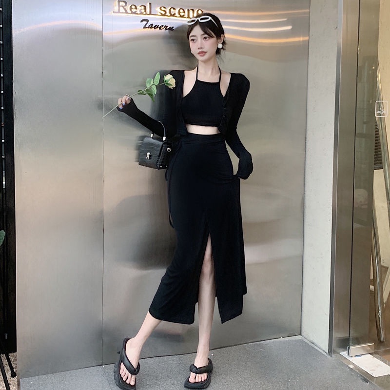 Set Áo Hai Dây Và Chân Váy Xẻ Tà Phong Cách Trẻ Trung Thanh Lịch Dành Cho Nữ