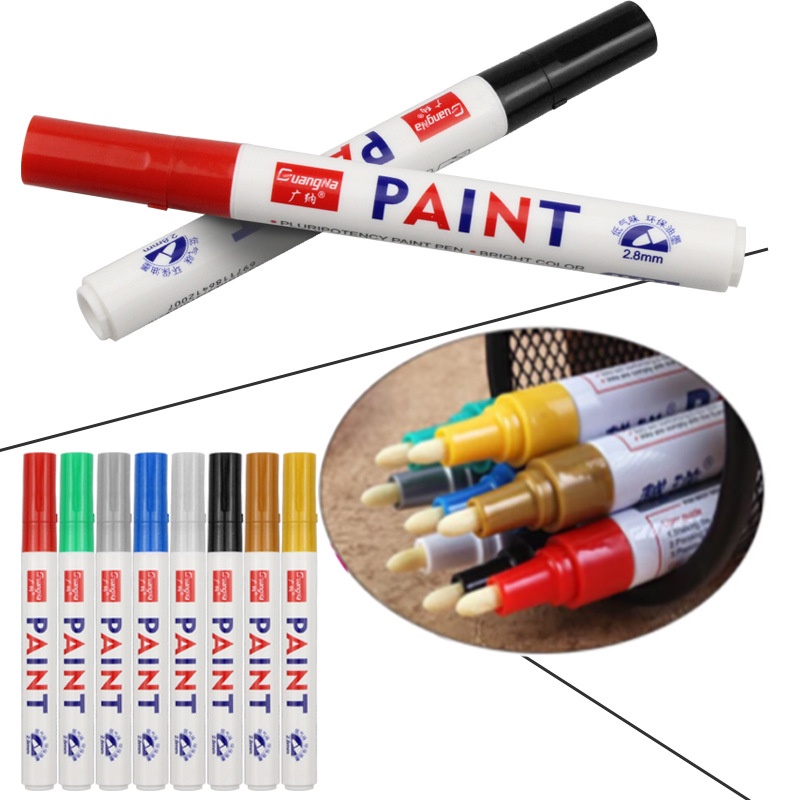 Bút sơn vẽ ô tô giày xe mô hình thủy tinh gỗ nhựa giấy kim loại GN Paint Marker GN101 repaint mực 12 màu