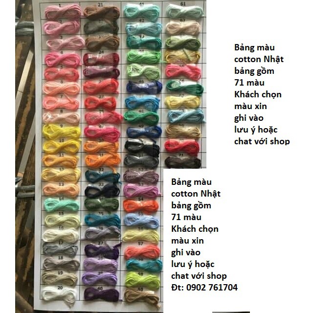 500gr Sợi cotton Nhật mềm nhẹ 6 chập 1 loại đẹp