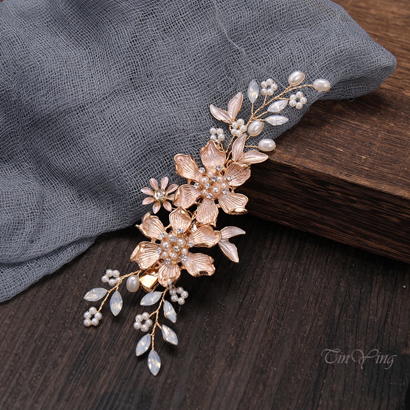 GETNOIVAS Set 2 hoa gắn tóc đính ngọc trai nhân tạo thời trang