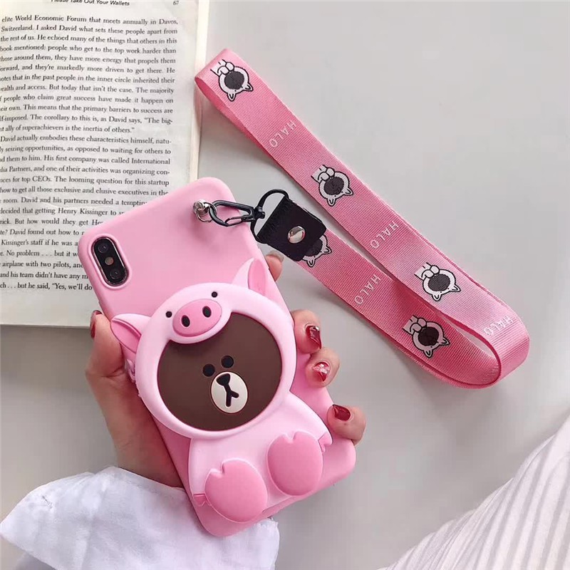 Ốp Điện Thoại Kiểu Ví Hình Chú Gấu Cho Iphone X 5 5s Se 6 6s 7 8 Plus Xs Max Xr 11 Pro Max
