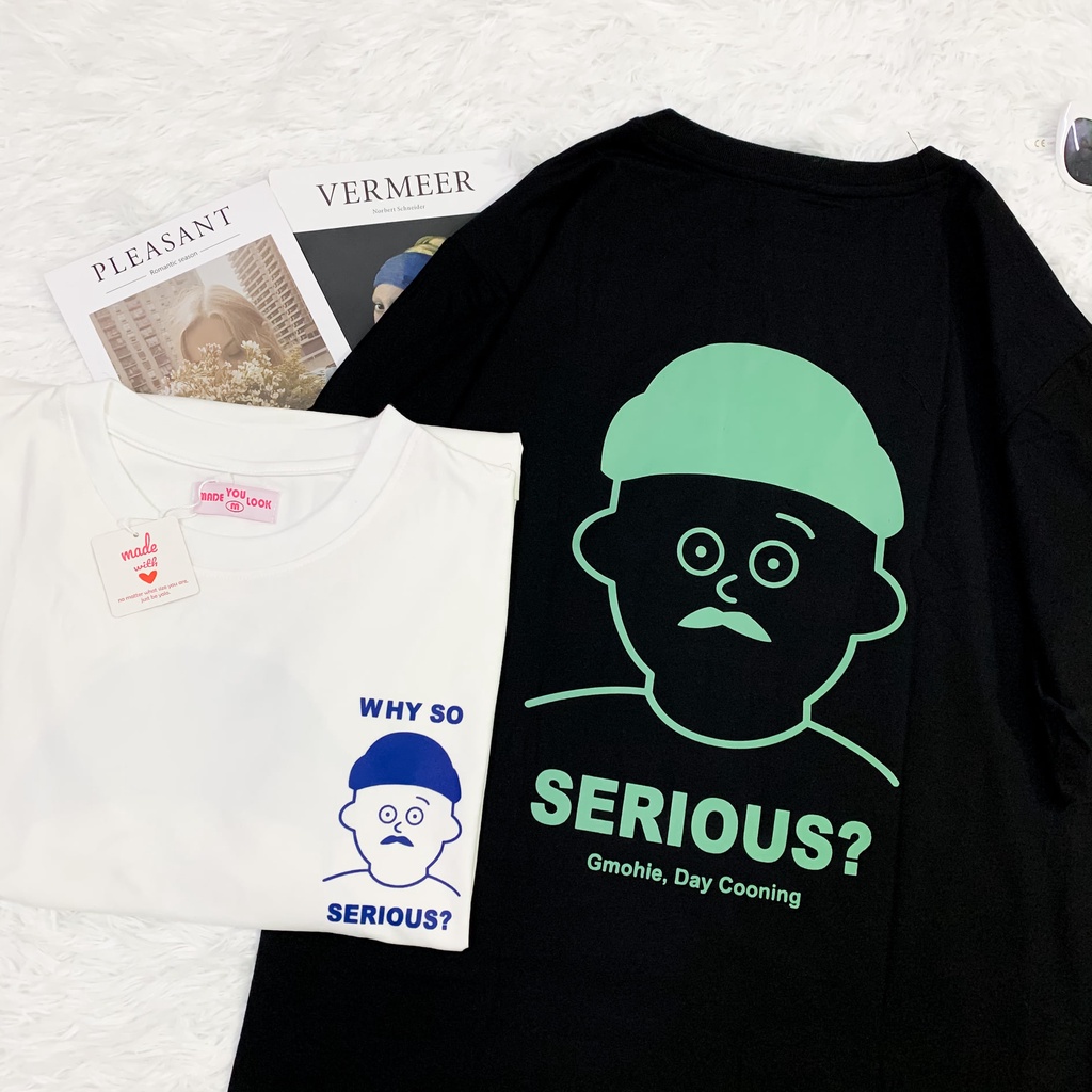 Áo thun tay lỡ  SERIOUS  phông Unisex nam nữ tee oversize form rộng pull Ulzzang Streetwear Hàn Quốc vải mềm