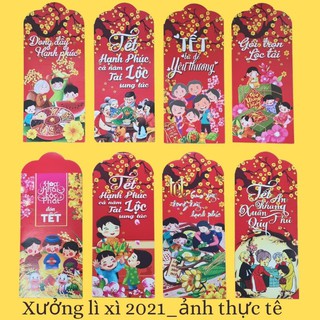 Combo 100 Bao Lì Xì Tết Tân Sửu Cao Cấp, Lì Xì 2021 Đẹp, Đủ Mẫu, Tặng Kèm Túi