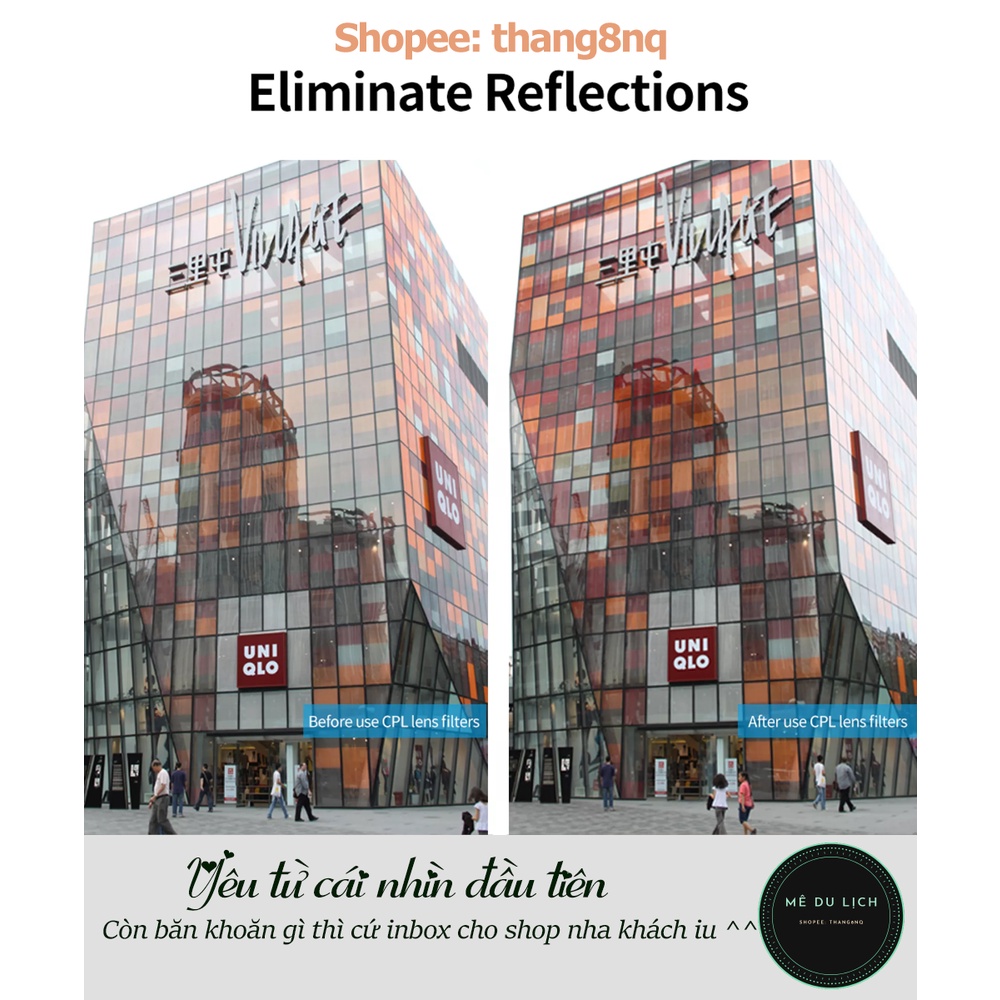 Kính lọc Telesin CPL gopro 9/10, kính lọc filter, khắc phục cháy sáng khi quay phim, chụp ảnh trên gopro