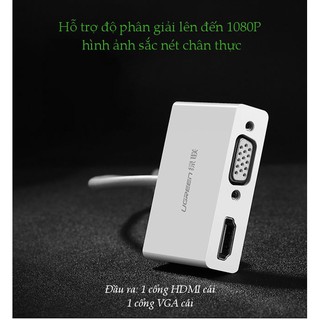 BO CHUYEN DOI USB TYPE C SANG HDMI+VGA DAI 15CM UGREEN CM178
