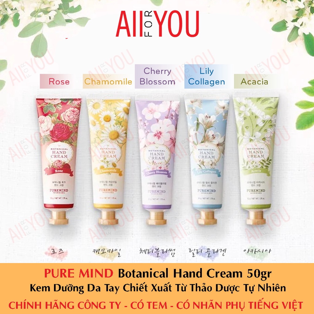 PUREMIND Botanical Hand Cream 50gr - Kem Dưỡng Da Tay Chiết Xuất Từ Thảo Dược Thiên Nhiên.